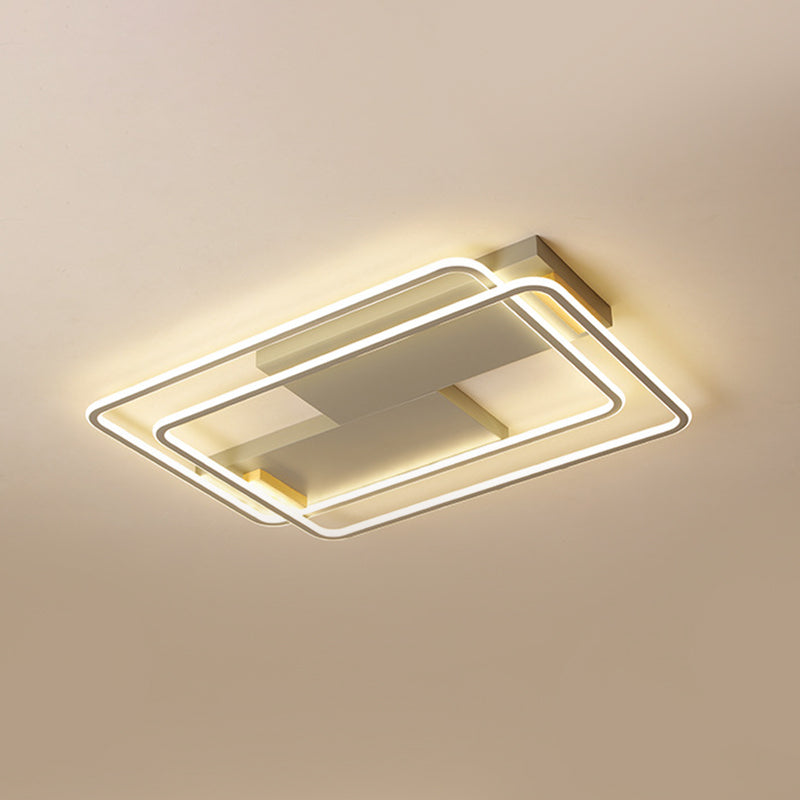 Contemporary Grey Led Flush Mount Aluminum Ceiling Lamp - Warm/White Light