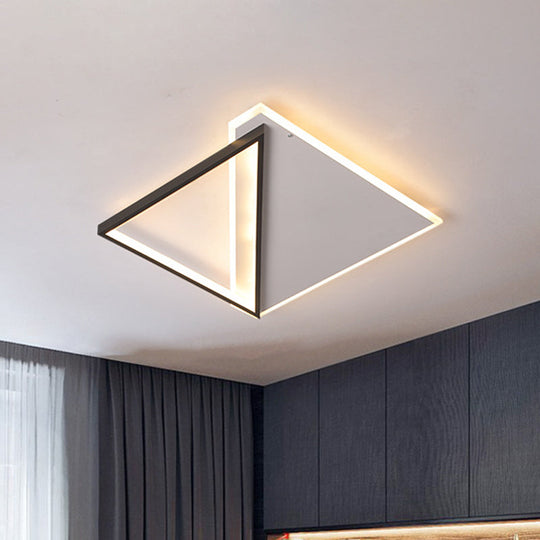 Minimalist Rhombus Flushmount Led Ceiling Light In Black - White 16.5’/20.5’ Wide / 16.5’ Warm