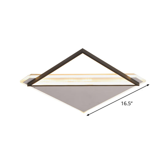 Minimalist Rhombus Flushmount Led Ceiling Light In Black - White 16.5’/20.5’ Wide