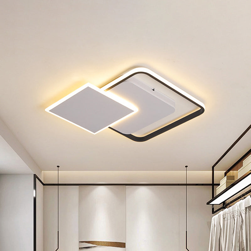 Modern Strewed Design Square Flush Led Ceiling Light For Bedroom - 18’/24.5’ Warm/White Black -
