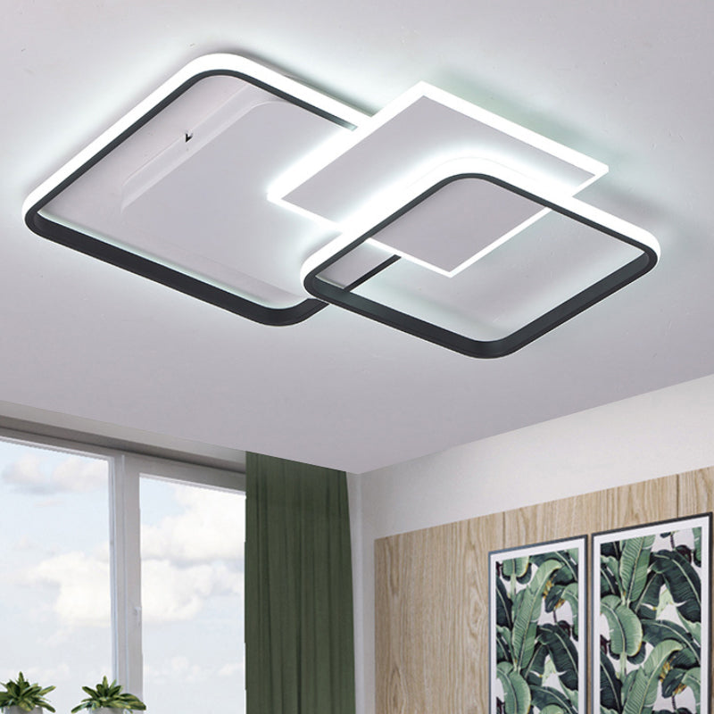 Modern Strewed Design Square Flush Led Ceiling Light For Bedroom - 18’/24.5’ Warm/White Black -