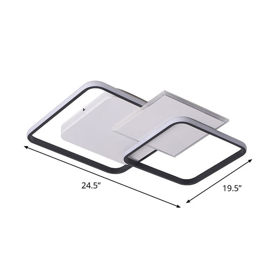 Modern Strewed Design Square Flush Led Ceiling Light For Bedroom - 18’/24.5’ Warm/White Black -