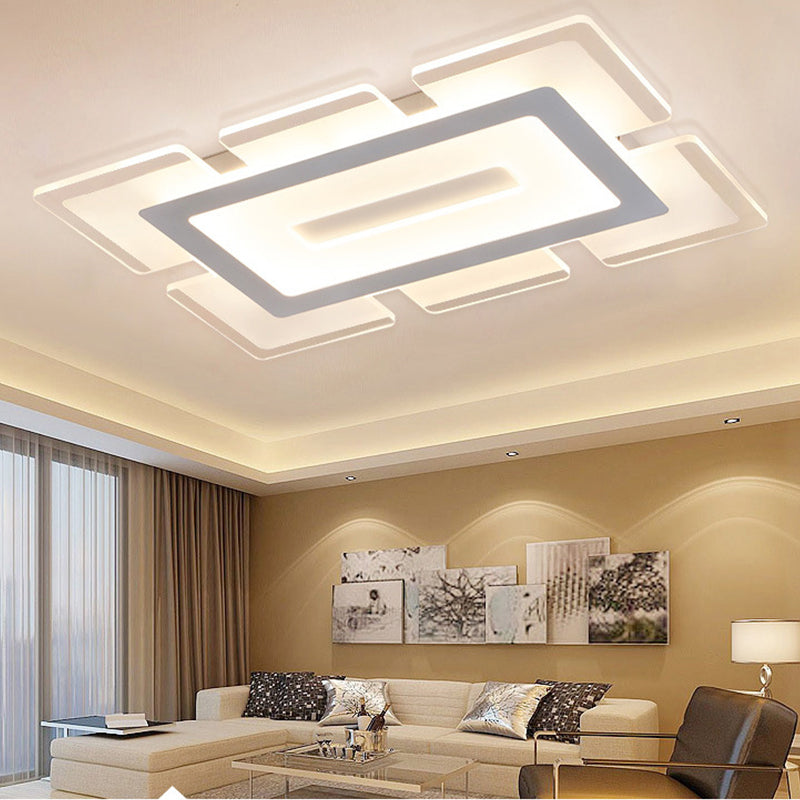 Modern Acrylic Ultrathin Rectangle Ceiling Lamp - 23.5’/35.5’ Long Led Flush Mount Warm/White