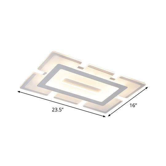 Modern Acrylic Ultrathin Rectangle Ceiling Lamp - 23.5’/35.5’ Long Led Flush Mount Warm/White