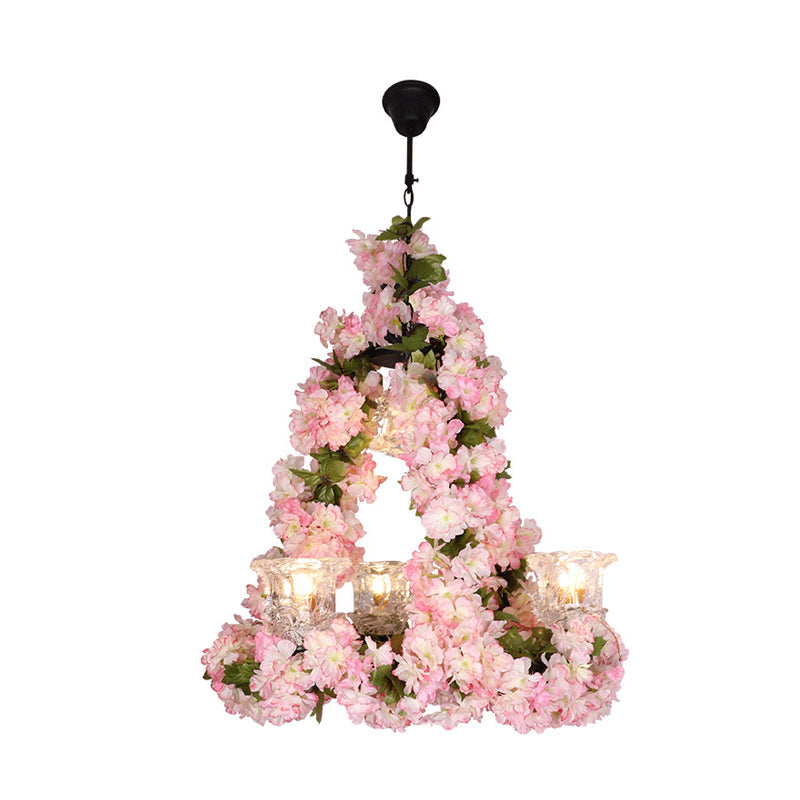 Black Floral Glass Pendant Chandelier For Restaurant Or Loft