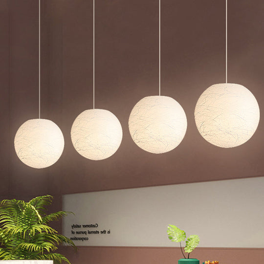 White Textured Spherical Pendant Lamp - Simple Acrylic Bistro Light (8/12 Inch Dia)