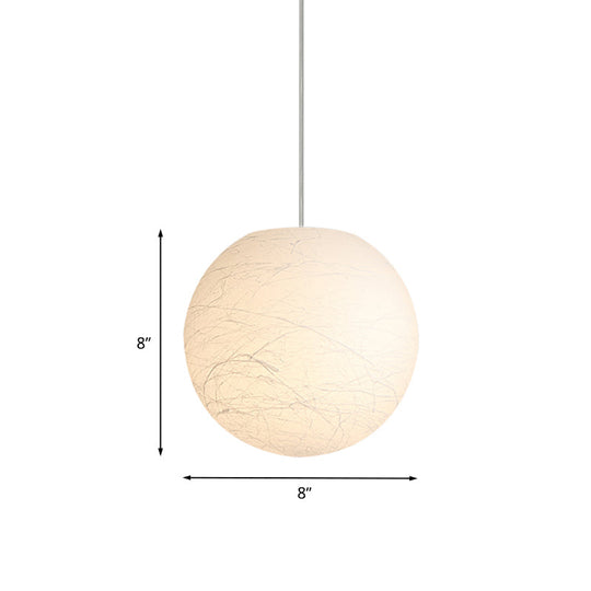 Sleek White Acrylic Pendant Lamp With Textured Surface - 8/12 Inch Dia