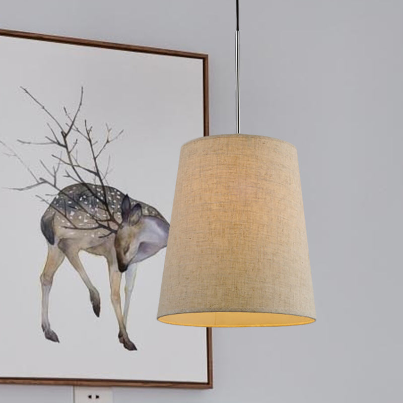 Flaxen Fabric Drop Pendant Light: Minimalist Tapered Design With 1-Light And Shade