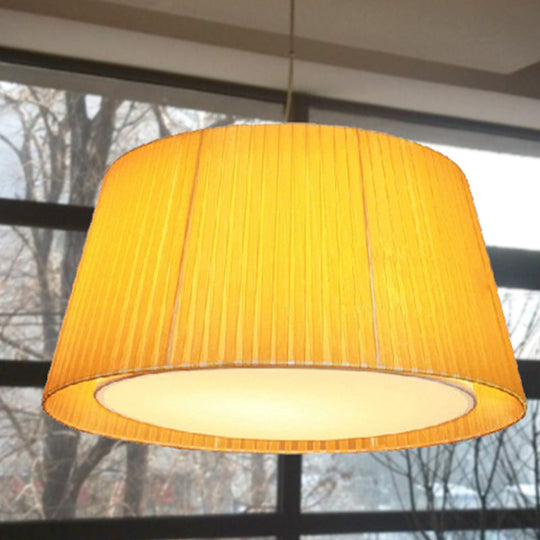 Modern Dual Frustum Hanging Light Fixture Yellow Fabric Pendant Ceiling