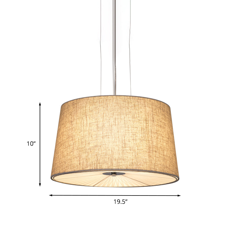Modern Cone Ceiling Chandelier Fabric Light With Diffuser - Flaxen Finish