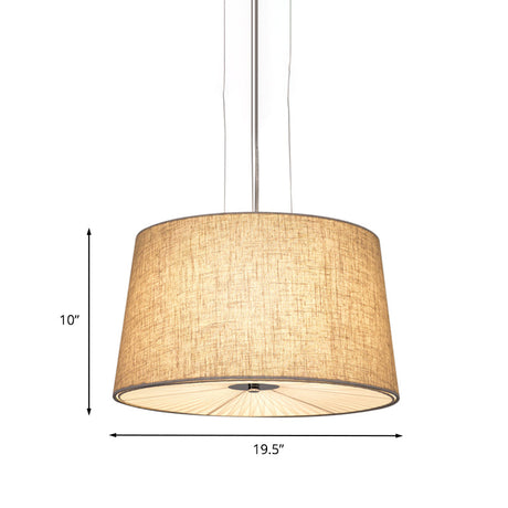 Modern 5-Bulb Cone Ceiling Chandelier With Incurvated Diffuser In Flaxen Fabric