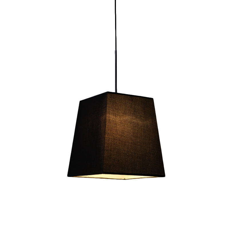Sleek Black Trapezoidal Mini Pendant Light - Simplicity Fabric Suspension Lamp For Dining Room