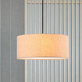 Stylish Rounded Hanging Lamp - Apricot/Flaxen Fabric 1 Light Pendant Fixture For Restaurants Apricot