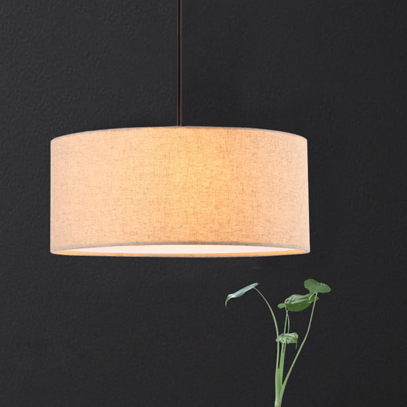 Minimalist Rounded Hanging Lamp In Apricot/Flaxen For Restaurants - 1-Light Fabric Pendant Lighting