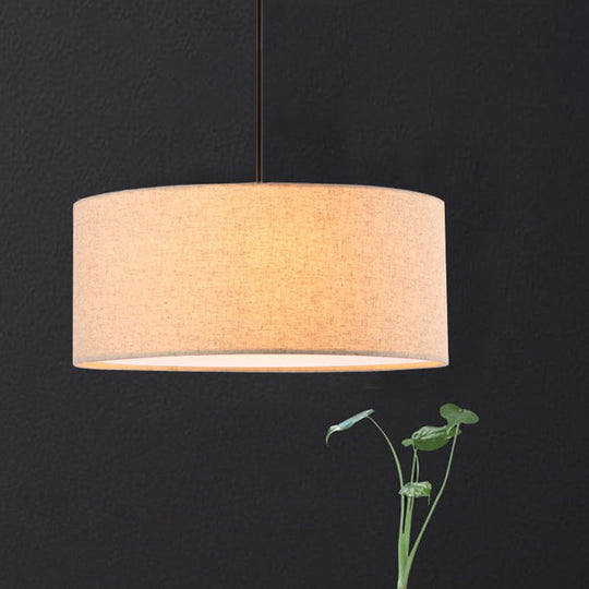 Minimalist Rounded Hanging Lamp In Apricot/Flaxen For Restaurants - 1-Light Fabric Pendant Lighting