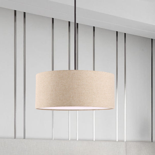 Minimalist Rounded Hanging Lamp In Apricot/Flaxen For Restaurants - 1-Light Fabric Pendant Lighting