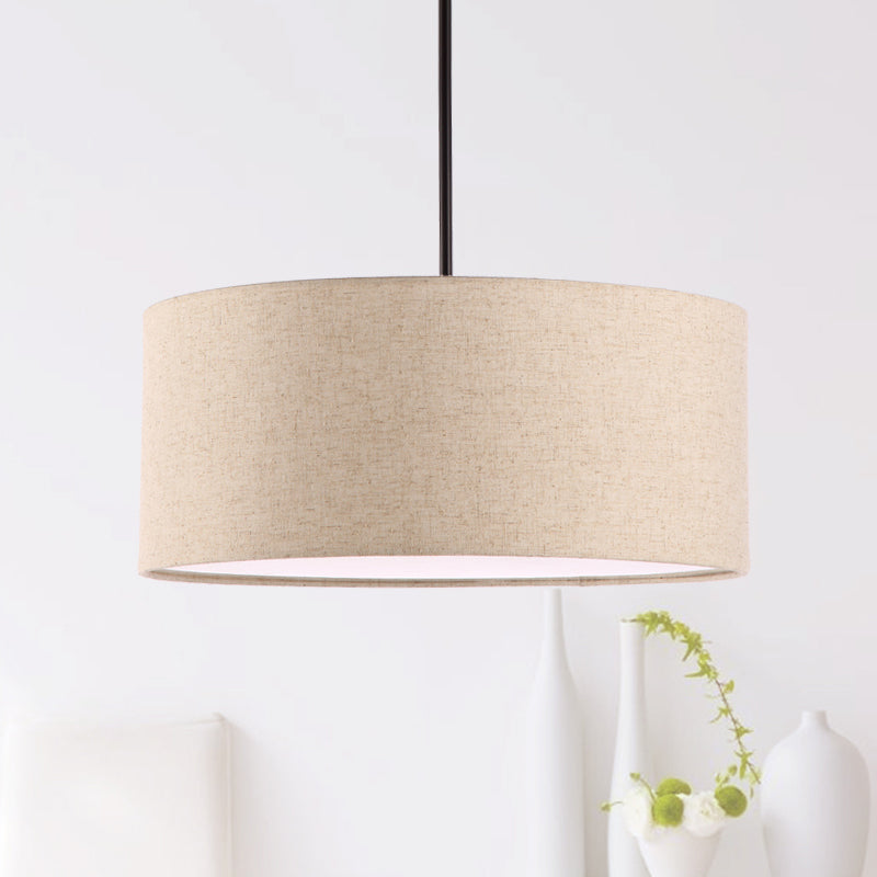 Minimalist Rounded Hanging Lamp In Apricot/Flaxen For Restaurants - 1-Light Fabric Pendant Lighting