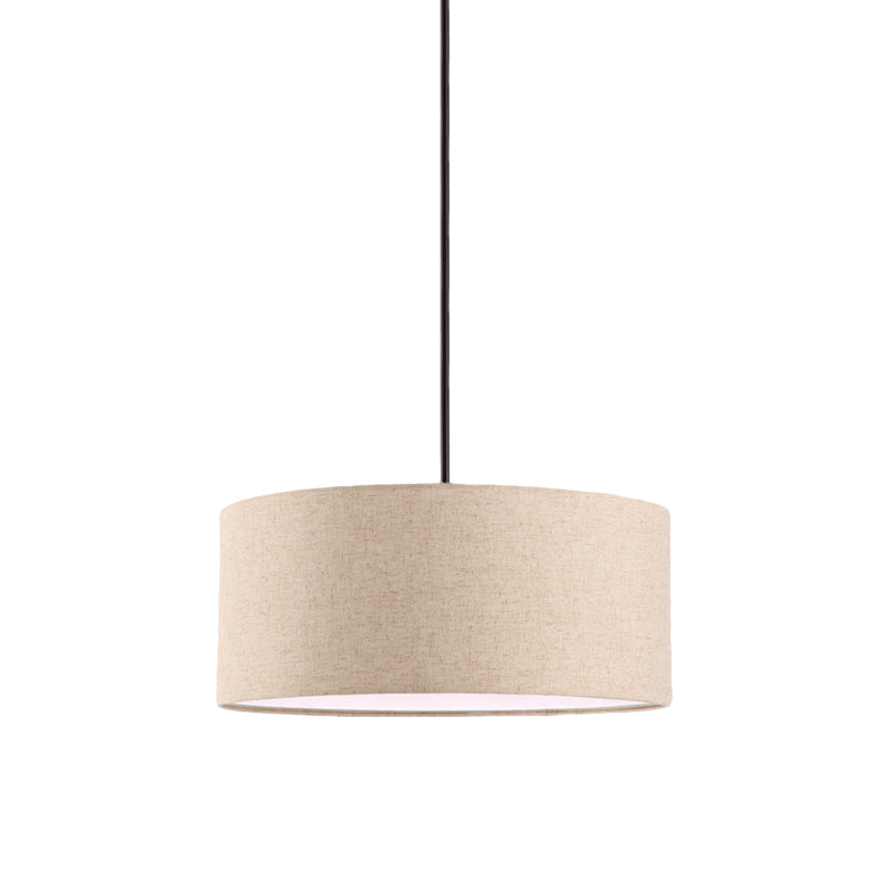 Minimalist Rounded Hanging Lamp In Apricot/Flaxen For Restaurants - 1-Light Fabric Pendant Lighting