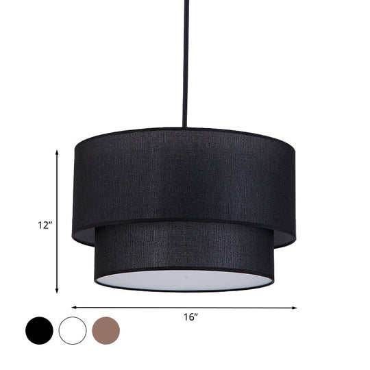 Modern Duel-Tone Drum Shade Ceiling Lamp For Dinette - White/Flaxen/Black