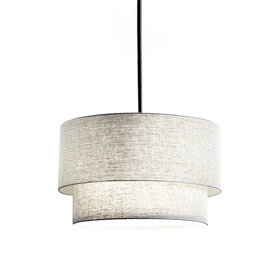 Modern Duel-Tone Drum Shade Ceiling Lamp For Dinette - White/Flaxen/Black