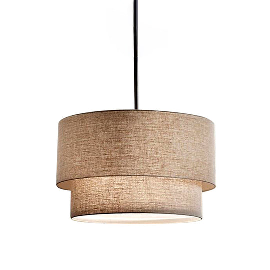 Modern Duel-Tone Drum Shade Ceiling Lamp For Dinette - White/Flaxen/Black