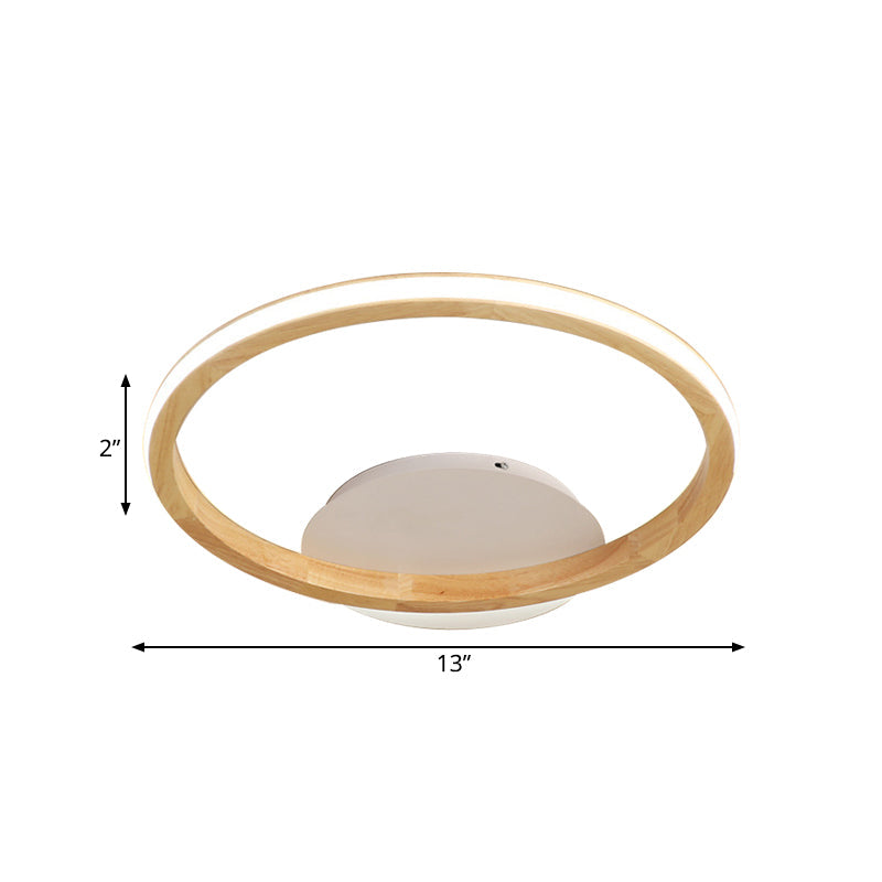 Simplicity Loop Wood Flush Led Ceiling Mount Light Fixture With Out Glow Design - 13’/17’ Dia