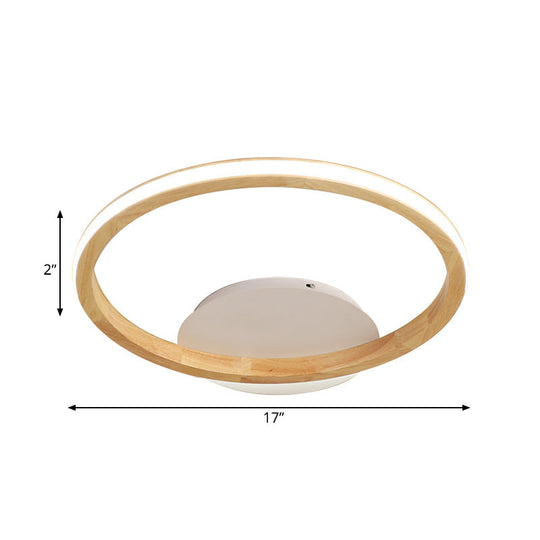 Simplicity Loop Wood Flush Led Ceiling Mount Light Fixture With Out Glow Design - 13’/17’ Dia