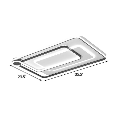 Modern Rectangular Flush Mount Led Ceiling Light In Black With Warm/White Lighting