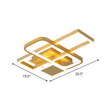 Gold Crisscrossed Rectangle Flush Light Acrylic Led Ceiling Lamp - Modernist Design 20.5’/34’