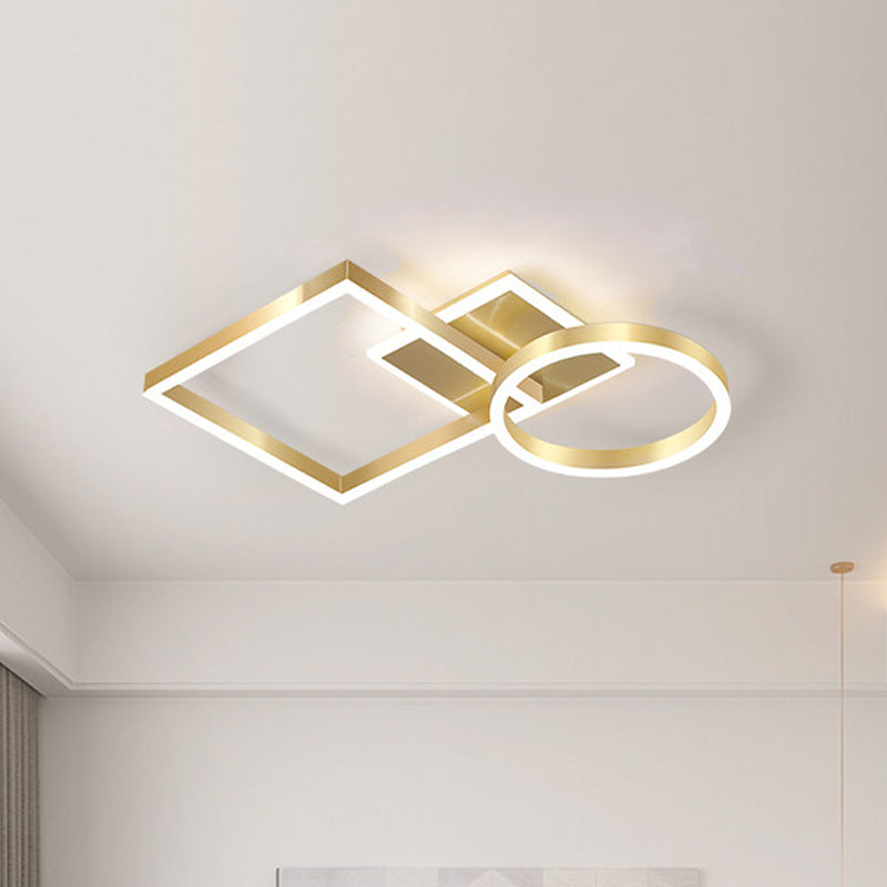 Geometric Led Ceiling Lamp In Golden/Coffee - Warm/White Light 20.5/34 L Gold / 20.5 Warm