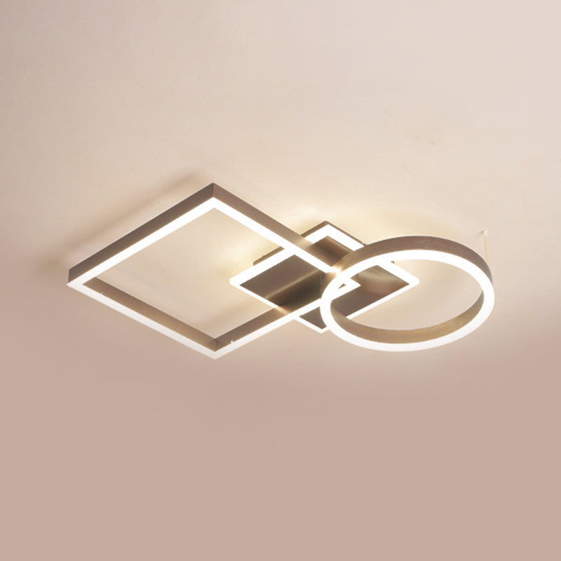 Geometric Led Ceiling Lamp In Golden/Coffee - Warm/White Light 20.5’/34’ L
