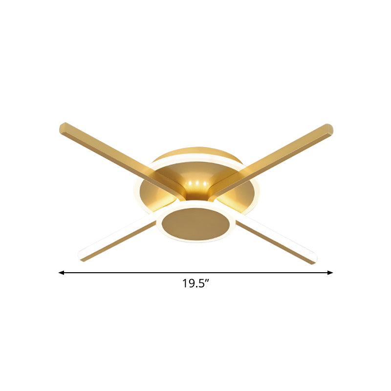 Minimalist Ray Flushmount Metallic Led Ceiling Lamp For Hotels - Warm/White Light 19.5’/24.5’ Wide