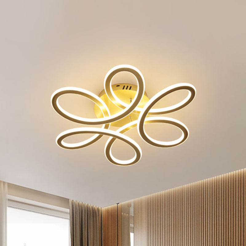 Modern Blooming Acrylic Led Flush Mount Ceiling Light In Gold/Coffee For Bedroom - Warm/White