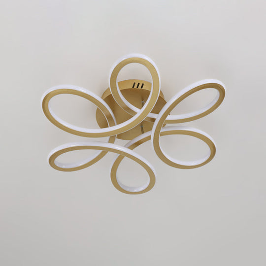 Modern Blooming Acrylic Led Flush Mount Ceiling Light In Gold/Coffee For Bedroom - Warm/White