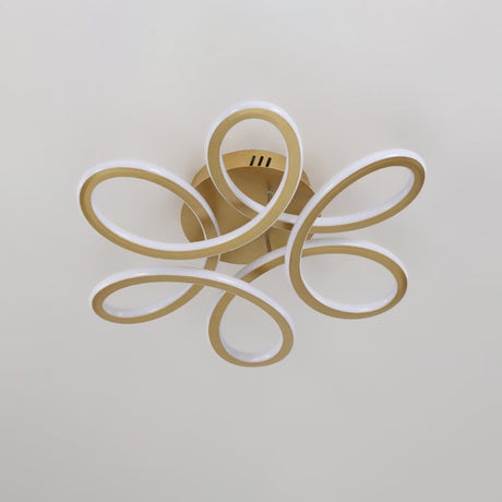 Modern Blooming Acrylic Led Flush Mount Ceiling Light In Gold/Coffee For Bedroom - Warm/White