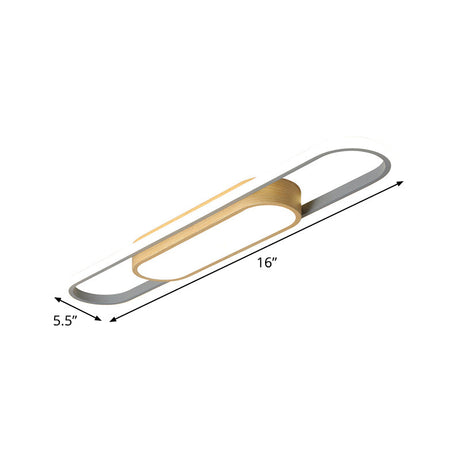 Modern Dual Ellipse Wood Led Flushmount Ceiling Lamp - 16/23.5/31.5 White With Warm/White Light