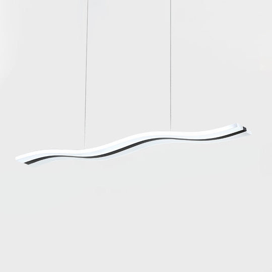 Waveform Drop Pendant Led Hanging Light Fixture In Black With Adjustable Warm/White - Perfect For
