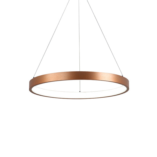 Metallic Minimalist 3-Tier Hoop Led Chandelier In Gold - Warm/White Light