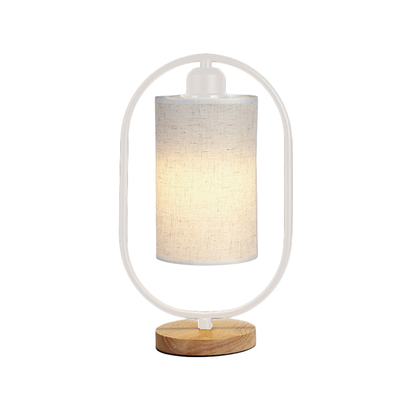 Lara - Modern Column Plug In Nightstand Lighting Fabric 1-Light Bedside Table Light With