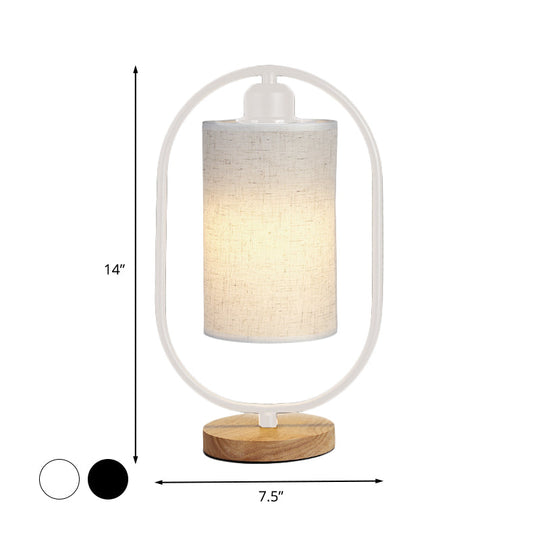 Lara - Modern Column Plug In Nightstand Lighting Fabric 1-Light Bedside Table Light With