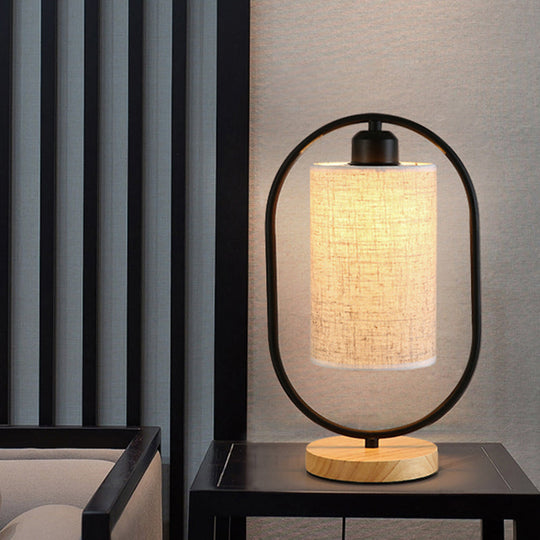 Lara - Modern Column Plug In Nightstand Lighting Fabric 1-Light Bedside Table Light With