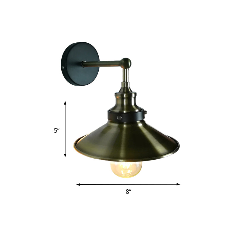 Vintage Iron Bronze Wall Light Sconce - Saucer Shade 1-Bulb Stylish Mounted Lamp For Farmhouse