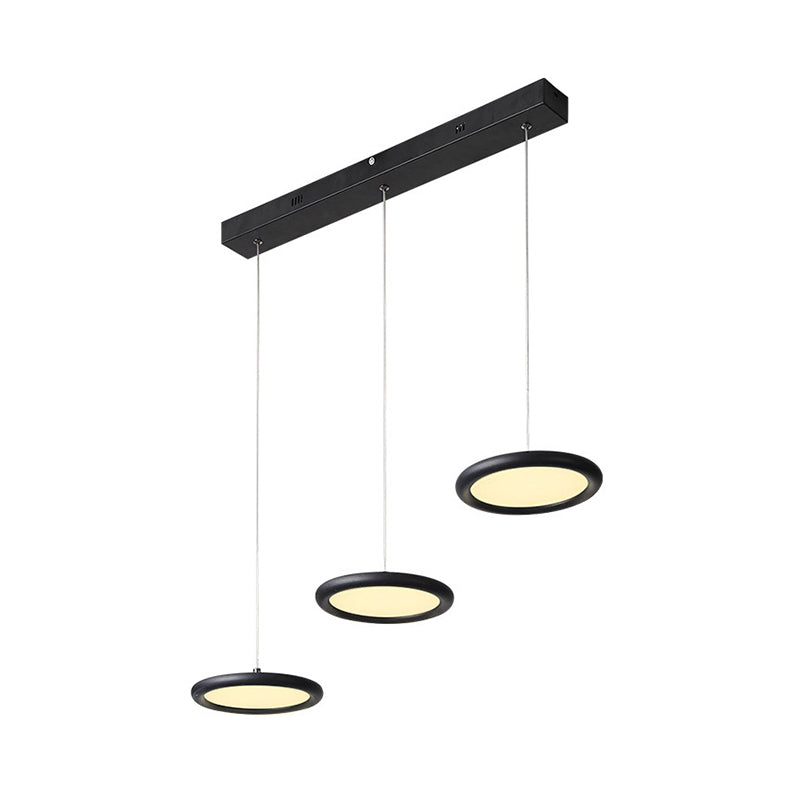 Minimalist Black/White Thin Disc Pendant Light - 3-Light Acrylic Ceiling Fixture In Warm/White Ideal