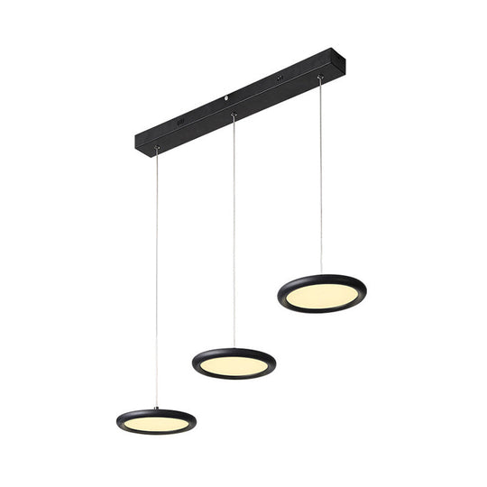 Minimalist Black/White Thin Disc Pendant Light - 3-Light Acrylic Ceiling Fixture In Warm/White Ideal