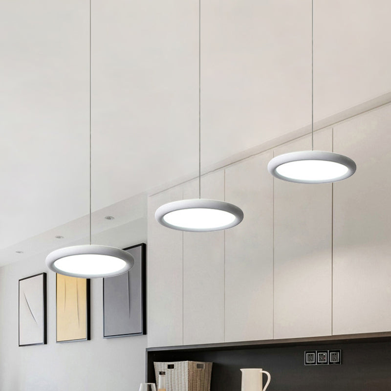 Minimalist Black/White Multi-Light Pendant With 3 Acrylic Disc Lights - Warm/White Light Ideal For