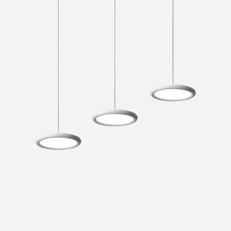 Minimalist Black/White Multi-Light Pendant With 3 Acrylic Disc Lights - Warm/White Light Ideal For