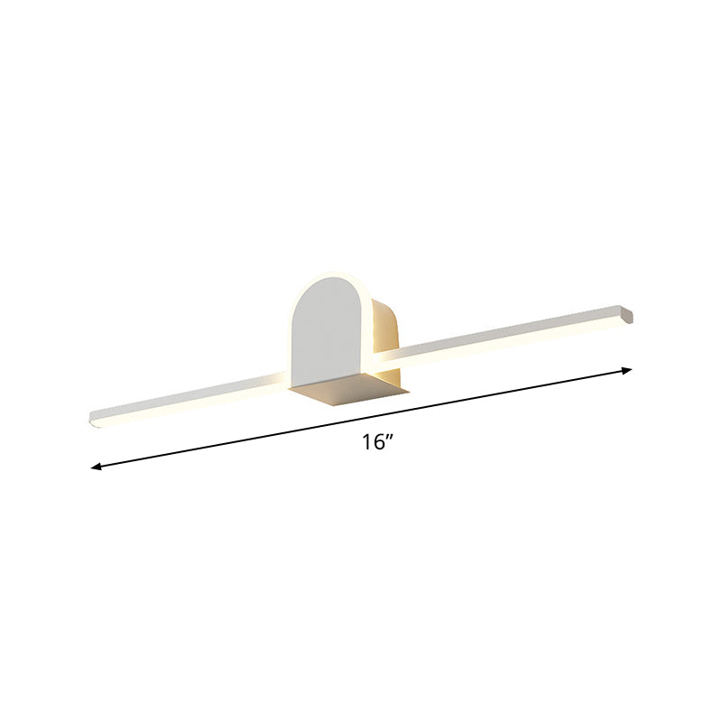 Sleek 16/23.5 Led Wall Lamp - Modern Slim Rod Bath Vanity Lighting With Acrylic Shade