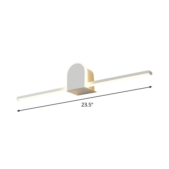 Sleek 16/23.5 Led Wall Lamp - Modern Slim Rod Bath Vanity Lighting With Acrylic Shade