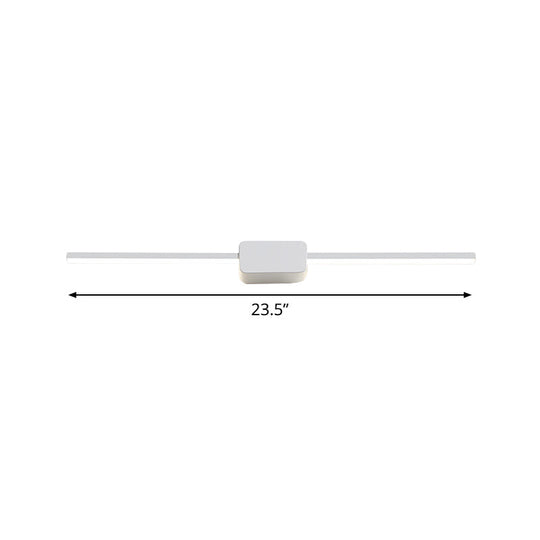 Minimalist White Iron Wall Sconce - Led Vanity Light In Warm/White 16/ 23.5/ 31.5 Inches Long