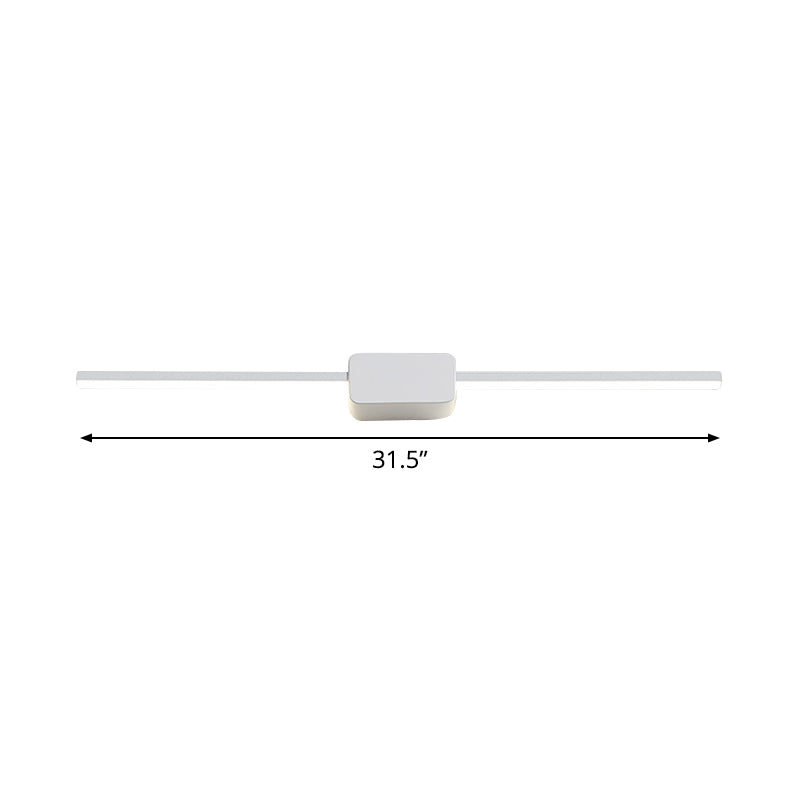 Minimalist White Iron Wall Sconce - Led Vanity Light In Warm/White 16/ 23.5/ 31.5 Inches Long